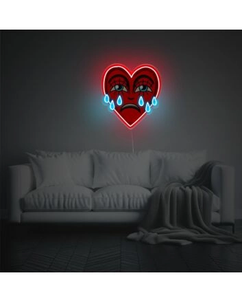 Crying Red Heart LED Neon Acrylic Artwork