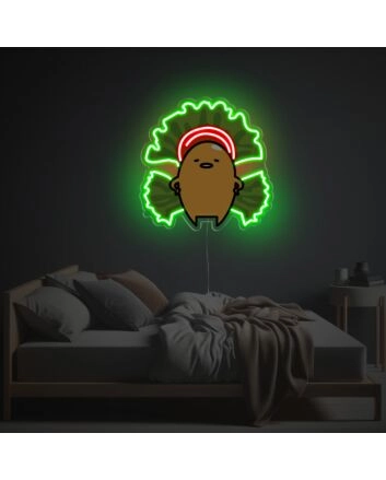 Dacing Yolk Man In Tribal Clothing LED Neon Acrylic Artwork