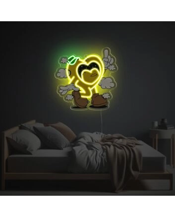 Dancing Yellow Heart Guy LED Neon Acrylic Artwork