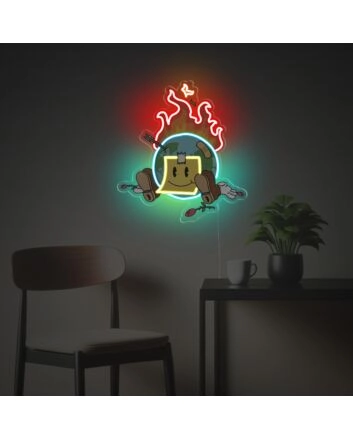 Firing Earth With Sticky Notes LED Neon Acrylic Artwork