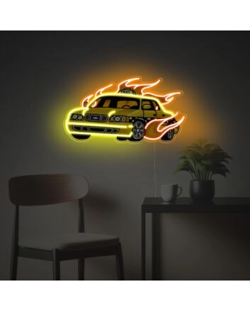 Firing Yellow Taxi LED Neon Acrylic Artwork