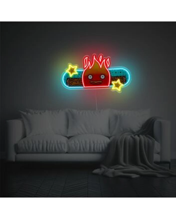 Flame Boy With Skateboard LED Neon Acrylic Artwork