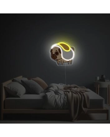French Bulldog Covered Fried Egg LED Neon Acrylic Artwork