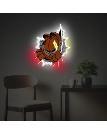 Garfield Breaks Through The Wall LED Neon Acrylic Artwork
