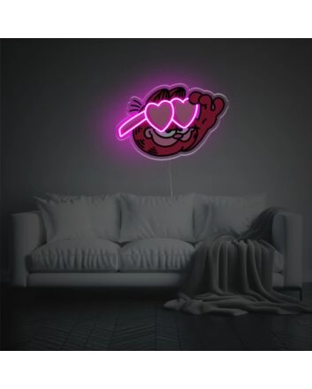 Garfield With Heart-Shaped Glasses LED Neon Acrylic Artwork