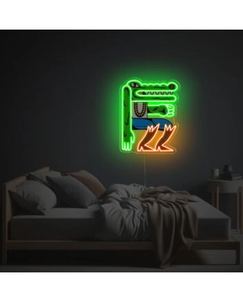 Green Crocodile Man LED Neon Acrylic Artwork