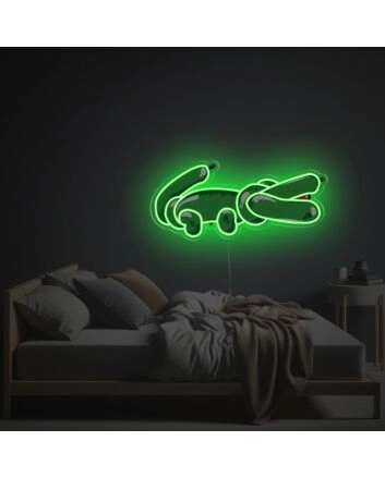 Green Crocodile Shaped Balloon LED Neon Acrylic Artwork