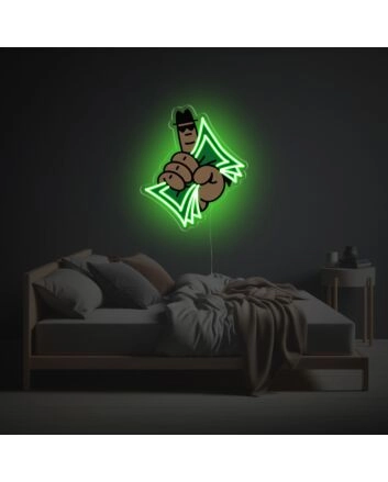 Hand Holding Brunch Of Money LED Neon Acrylic Artwork