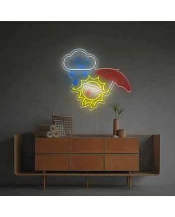 Sun With Rain Cloud LED Neon Sign