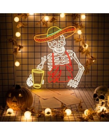 Mexico Skeleton Man LED Neon Sign 40 inch