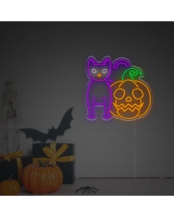 Pumpkin And Wildcat LED Neon Sign