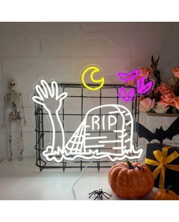Rest In Peace In Halloween LED Neon Sign