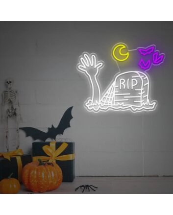 Rest In Peace In Halloween LED Neon Sign