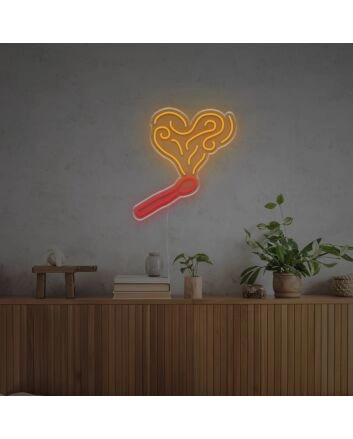 Burning Match And Love-Shaped Smoke LED Neon Sign