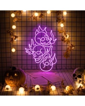 Burning Skull Heads LED Neon Sign