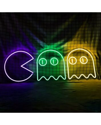 Pac Man Chasing Ghosts LED Sign
