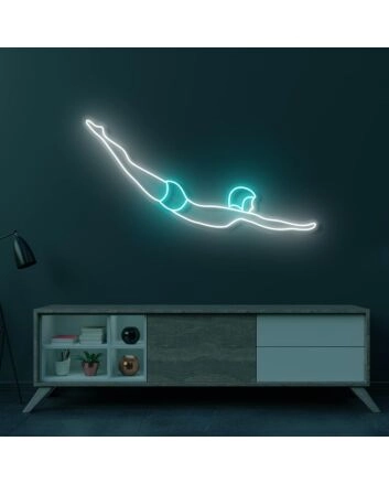 Cyan Diver LED Neon Sign