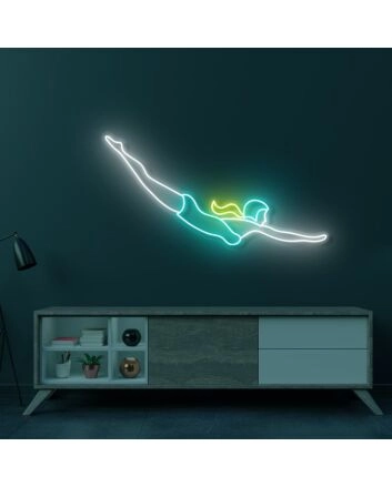 Cyan Blonde Diver LED Neon Sign