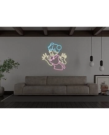 Anime Laughing Girl Neon Sign