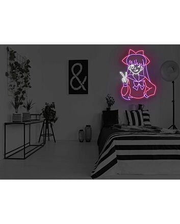 Anime Peace Girl Neon Sign