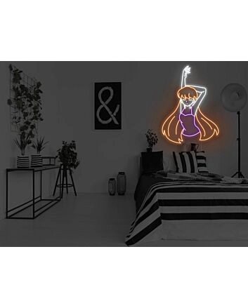 Anime Stretching Girl Neon Sign