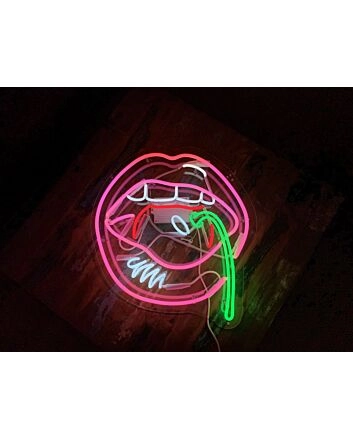 Cherry Lips Wall Mounted Neon Sign