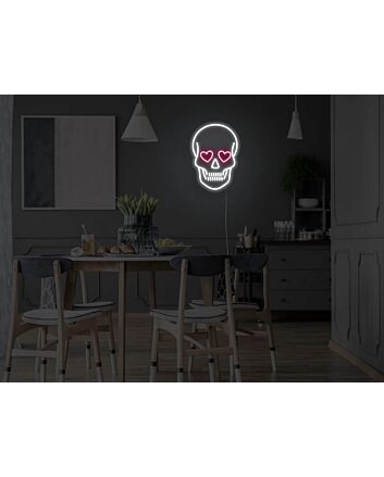Heart Eyes Skull Neon Sign