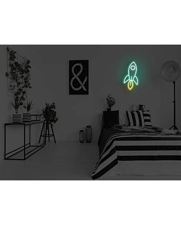 Rocket Ship Neon Sign