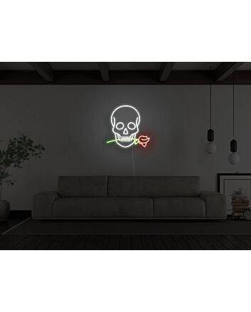 Skull With Rose Neon Sign