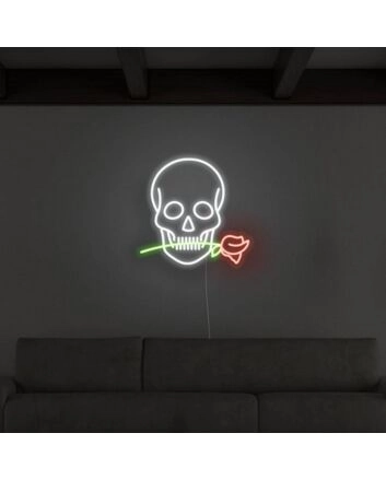 Skull With Rose Neon Sign