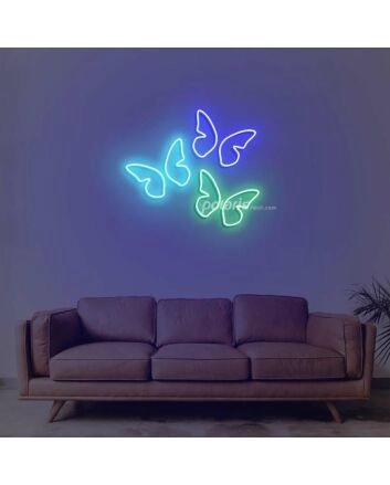 3 Butterflies On One Board Neon Sign