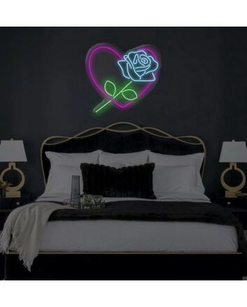 Rose X Heart Neon Sign