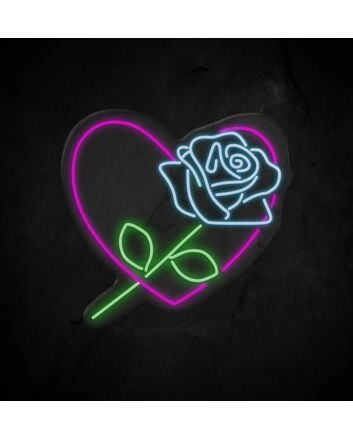 Rose X Heart Neon Sign
