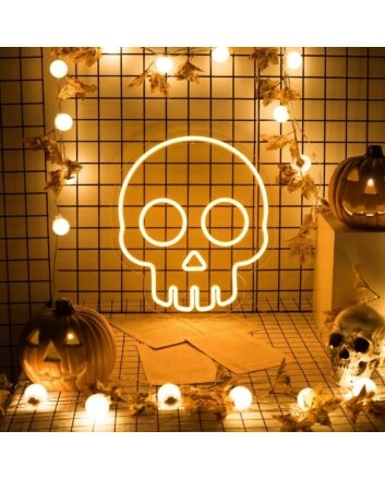 Cartoon Skull Head Neon Sign