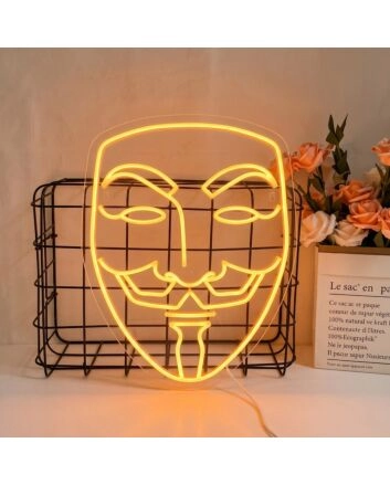 V for Vendetta Mask Neon Sign