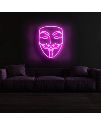 V for Vendetta Mask Neon Sign