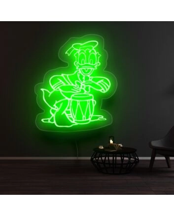 Donald Duck Playing Drum Neon Sign