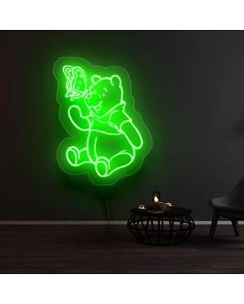 Winnie The Pooh And Butterfly Neon Sign