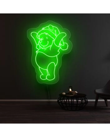 Winnie The Pooh Christmas Hat Neon Sign