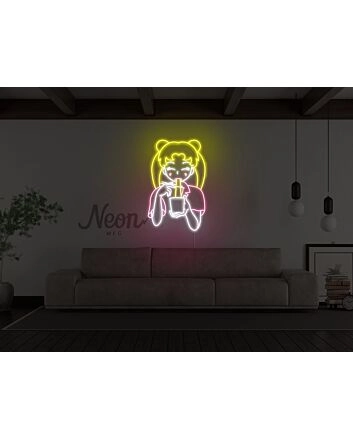 Anime Ramen Girl Liquid Neon Sign
