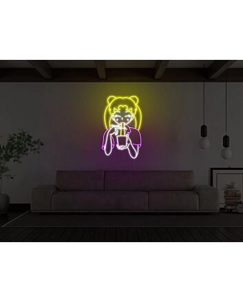 Anime Ramen Girl Liquid Neon Sign