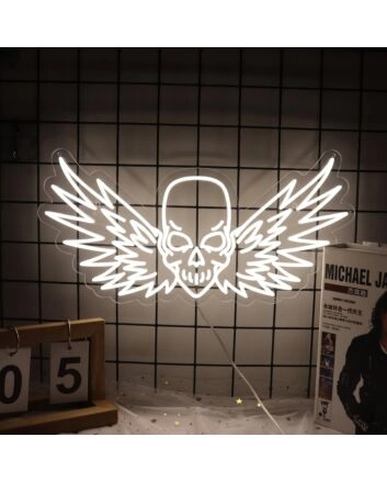 Flying Skull Neon Sign
