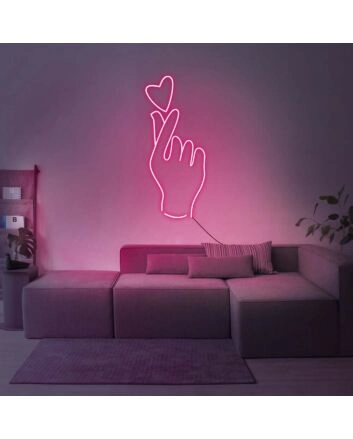 Love Heart Finger Neon Sign