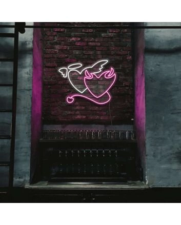Heart Angel Devil Symbol Neon Sign