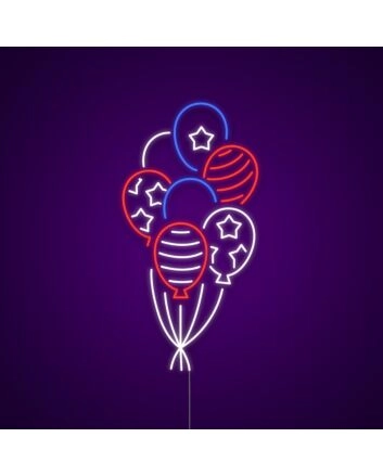 USA Flag Balloons Neon Sign