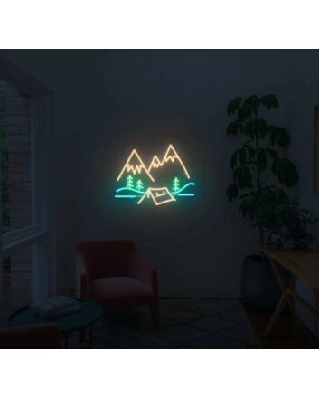 Mountain Camping Neon Sign