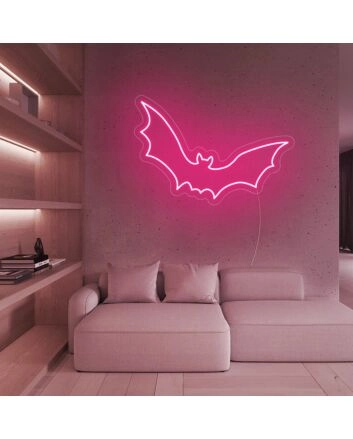 Bat Flying Happy Halloween Neon Sign