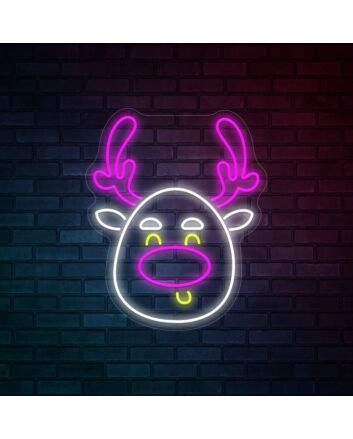 Christmas Deer Head Cute Elk Christmas Neon Sign