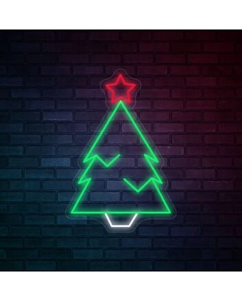 Christmas Green Tree With Star Christmas Neon Sign