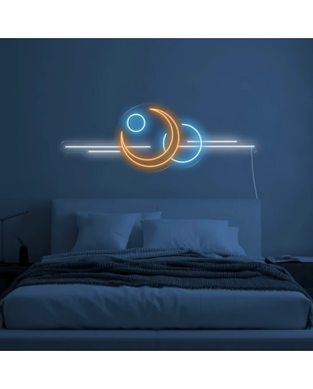 Galactic Moon and Planets Neon Sign